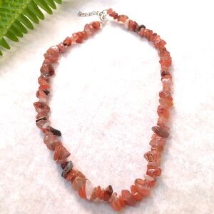 Elegant Pink Stones Necklace Adjustable 15”– 17”